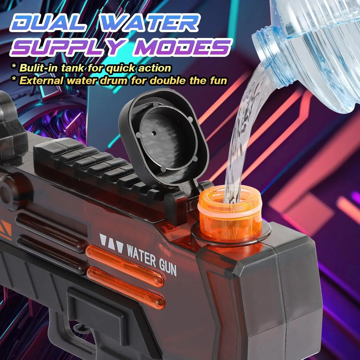 Electric Water Gun Toy with Flare Flame Lights AutomaticWater Machine Splashing Outdoor Beach Toys for Boy Gift