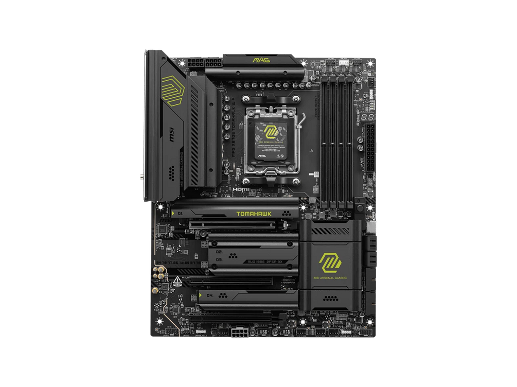 MSI MAG X870E TOMAHAWK WIFI Motherboard, ATX - Supports AMD Ryzen 9000 / 8000 / 7000 Processors, AM5 - 80A SPS VRM, DDR5 Memory Boost 8400+ MT/s (OC), PCIe 5.0 x16, M.2 Gen5, Wi-Fi 7, 5G LAN