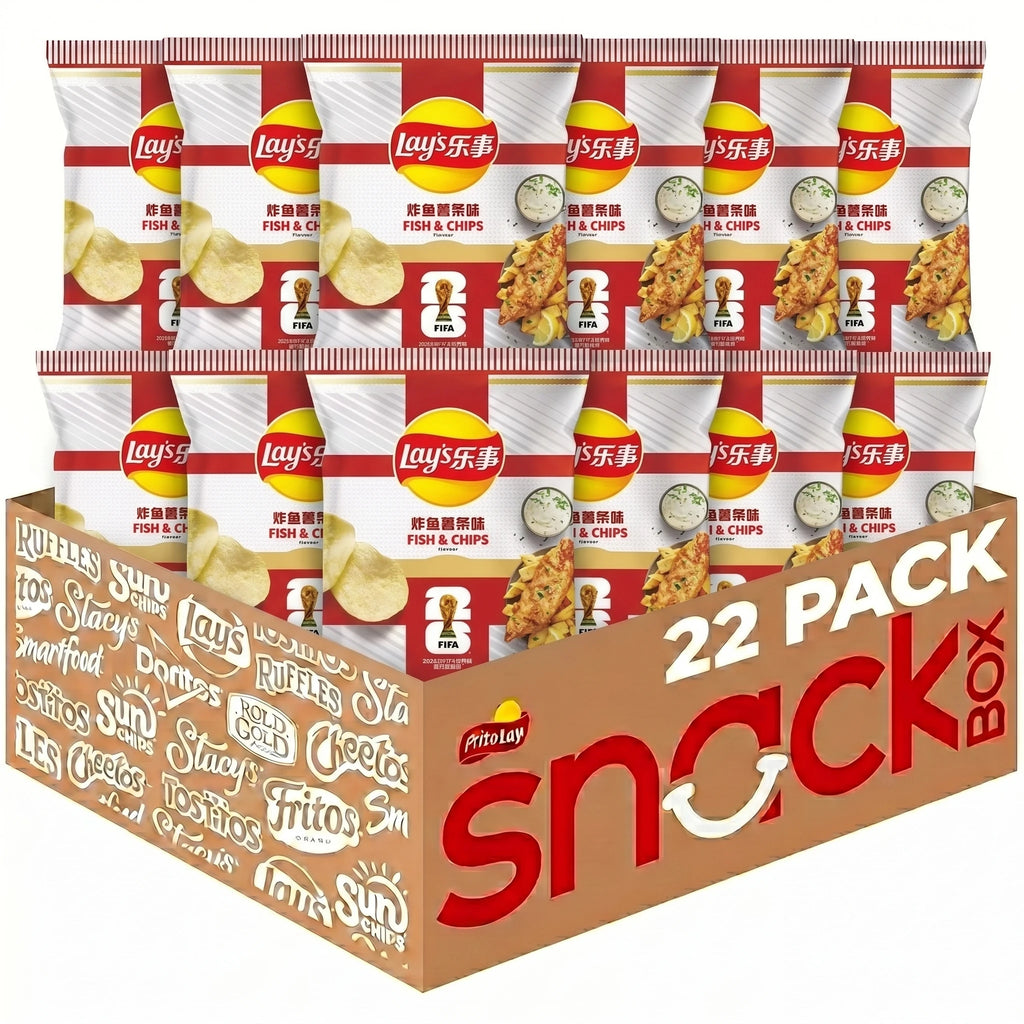 Lay's 2026 FIFA World Cup Limited Edition Potato Chips (BBQ, Fish, Garlic Butter Flavors) - 2.47 Oz X 22 Bags (Assorted Flavors)