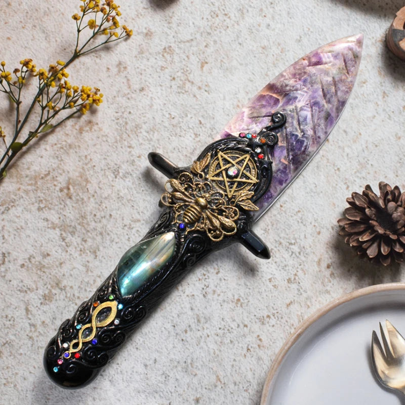 Hand Made Natural Amethyst Semi Precious Healing Stones Crystal Witch Magic Wands Reiki Stick For Home Decoration