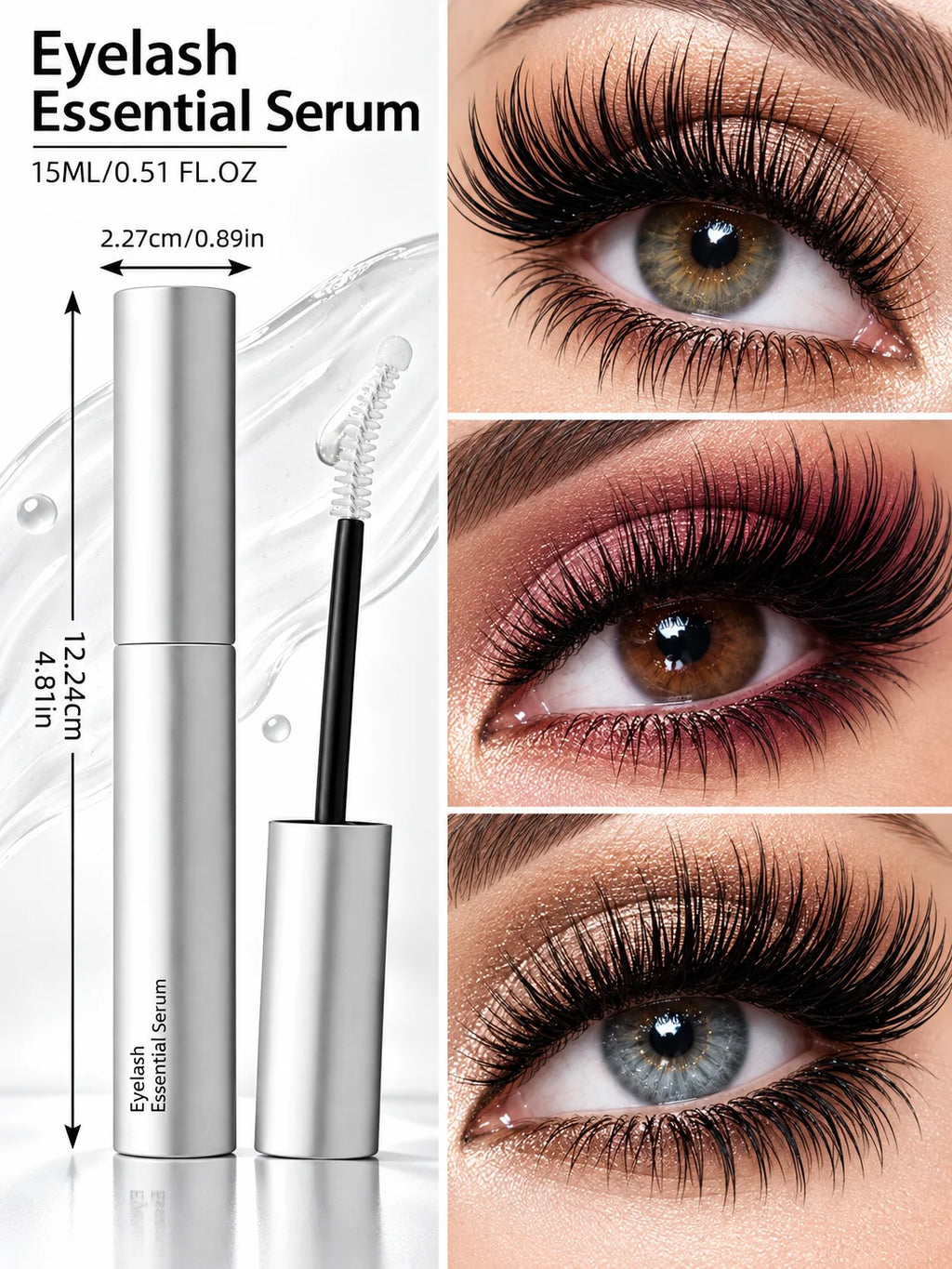 Fast Natural Curling Eyelash Essence – Precision Brush for Defined Eye Makeup, Lightweight Hydrating Formula, Daily Lash Care