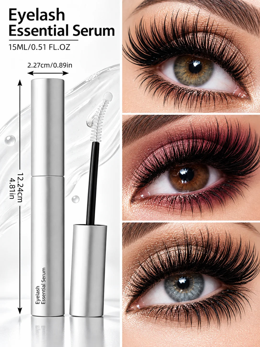 Fast Natural Curling Eyelash Essence – Precision Brush for Defined Eye Makeup, Lightweight Hydrating Formula, Daily Lash Care