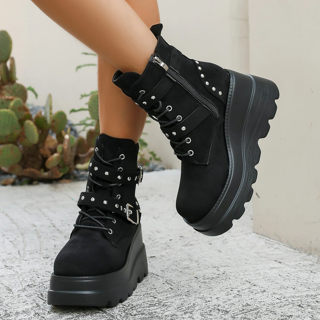 2025 Women Comfortable Ankle Boots Luxury Casual Elegant New Boots Platform Chunky Designer Shoes for Women Zapatos De Mujer