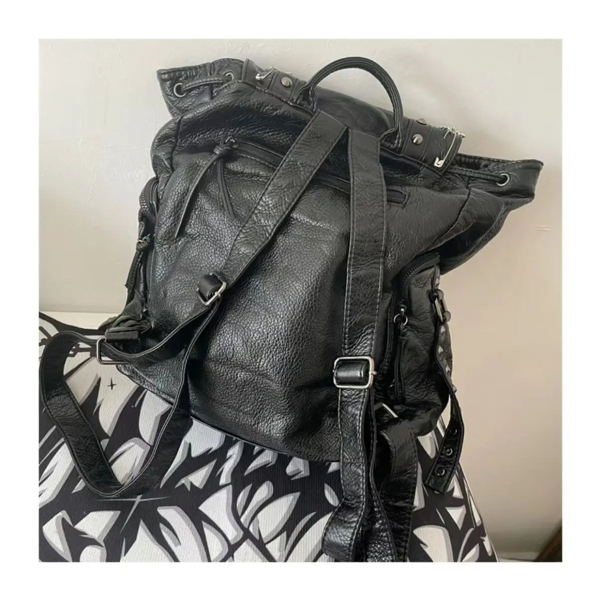 Grunge Rivet Black Y2k Backpack Women Gothic Subculture Punk Cross Black Mochila Ladies Vintage Harajuku Backpacks Aesthetic