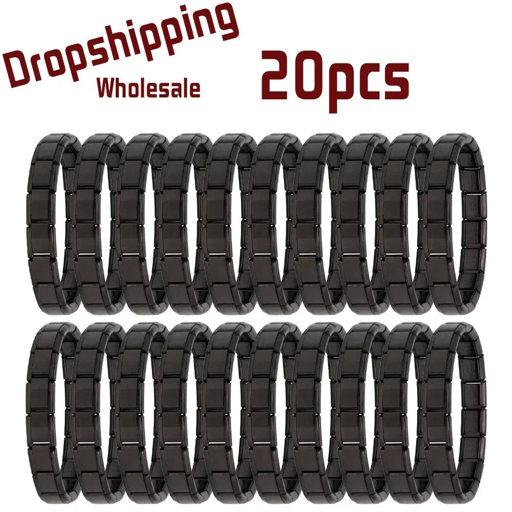 20pcs Wholesale Charms Italian Stainless Steel 9mm Colorful Style Elastic Bracelet Woman Men DIY Making Gift Bulk Dropshipping