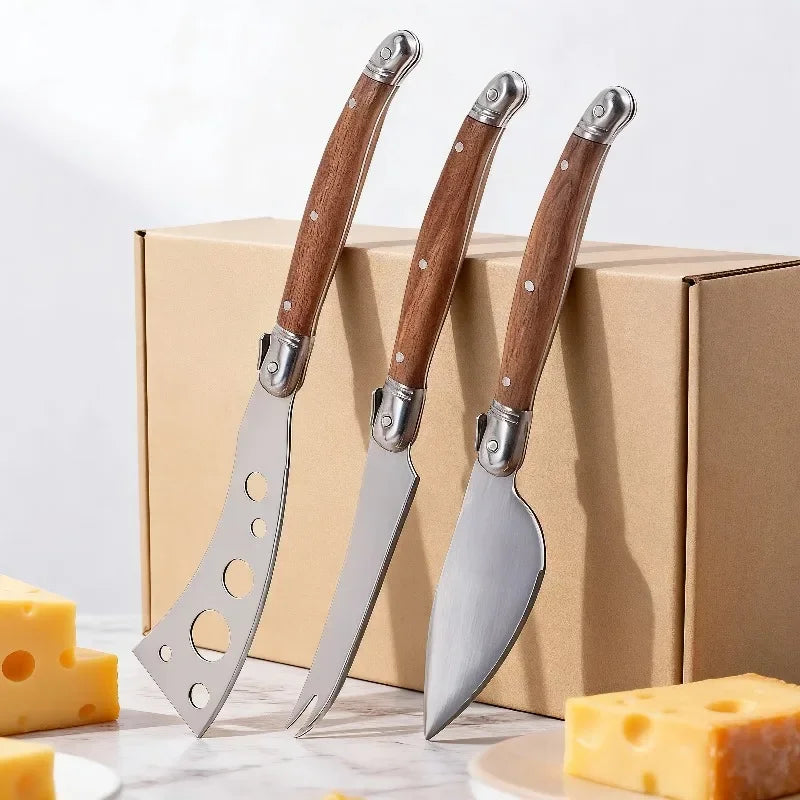 4Pcs Cheese Cleaver & Cheese Slicer Set, Pronged Serving Knives for Home Party Food Preparation