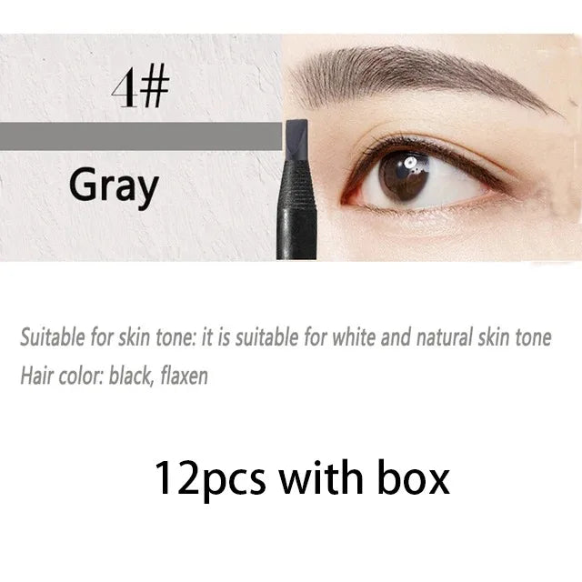 6/12PCS Eyebrow Pencil Hard Core Wholesale Makeup Pull Line Haozhuang Brand Permanent Peel off White Black Waterproof Natural