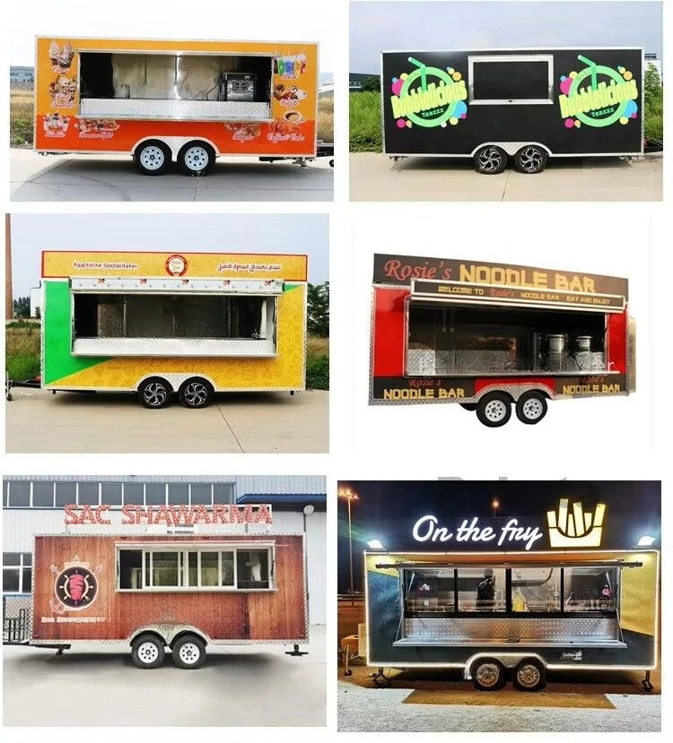 NEW 16ft UNCLE FRANKS Beach Food Carts Burger Fries Kebab Barbque Trucks LED Mobile Food Truck for USA