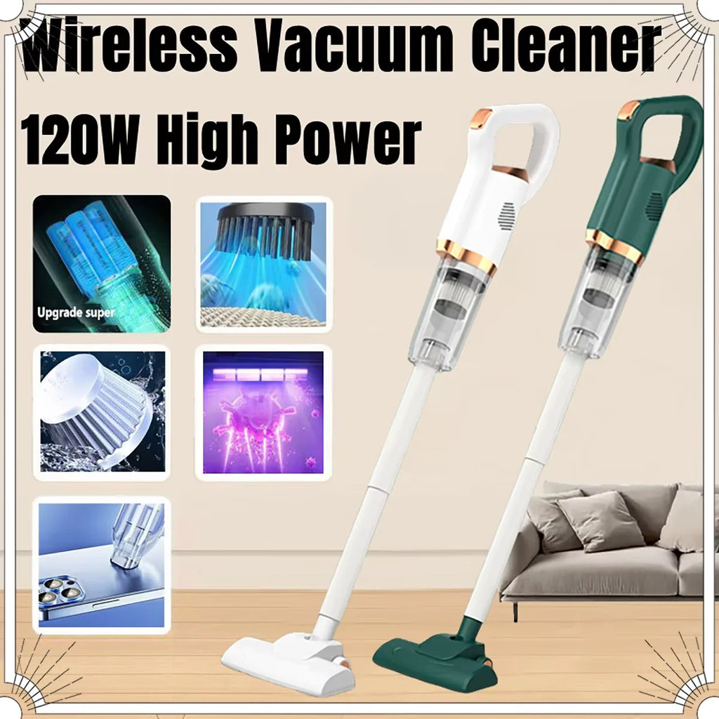 8500Pa High Power Handheld Wireless Vacuum Cleaner 120W Portable Household And Car Dual Use Dust Cleaning Machine With Brush