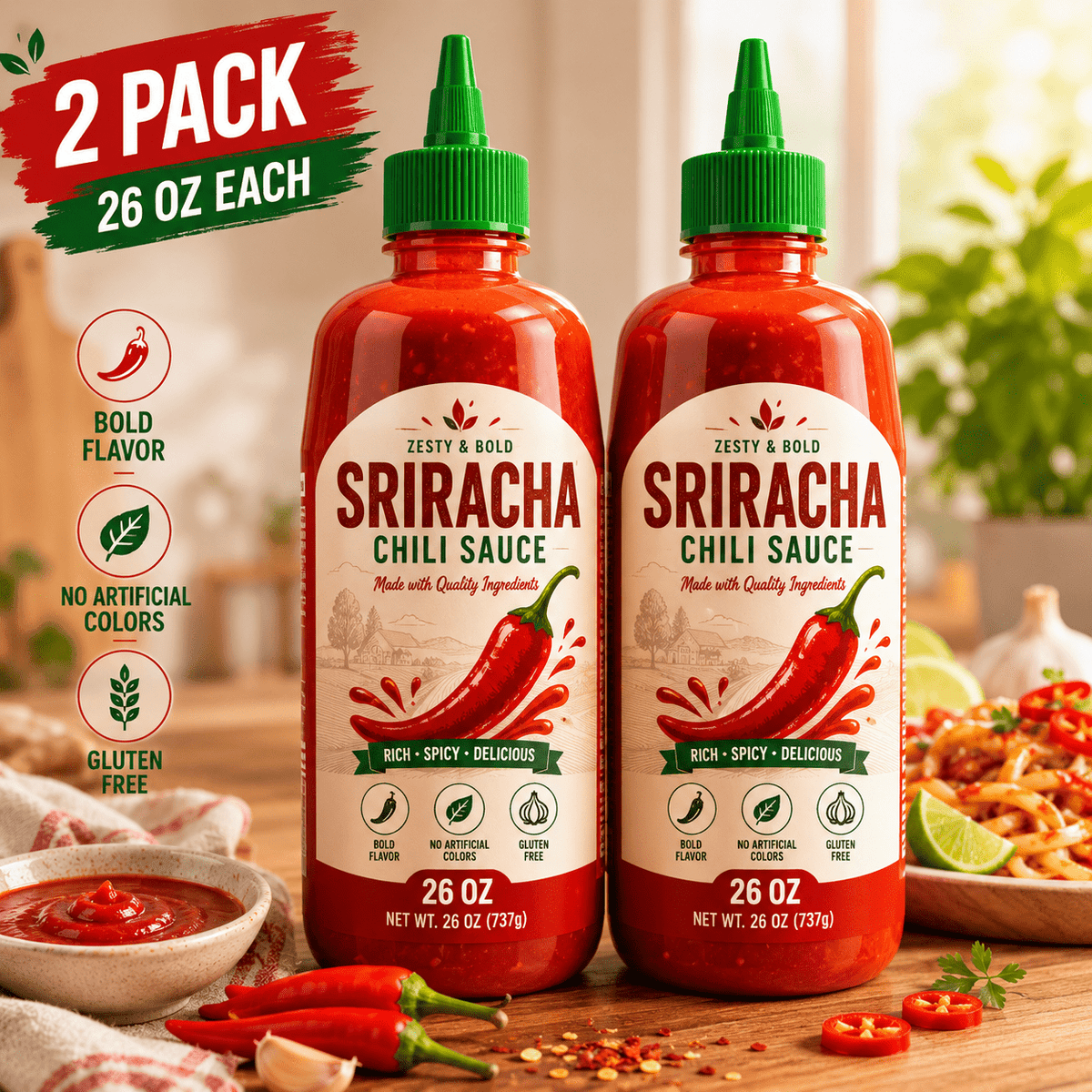 Premium Authentic Spicy Sauce, 26 oz Bottles, 2-Pack
