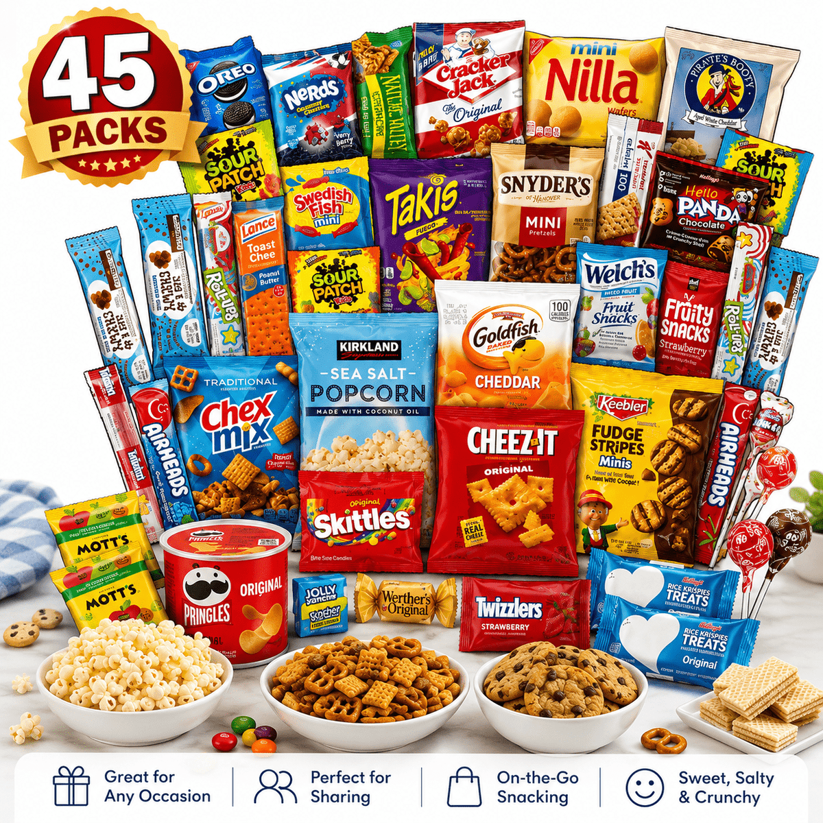45 Count Assorted Snack Pack Sweet Mini Treats Collection For Parties Gifts