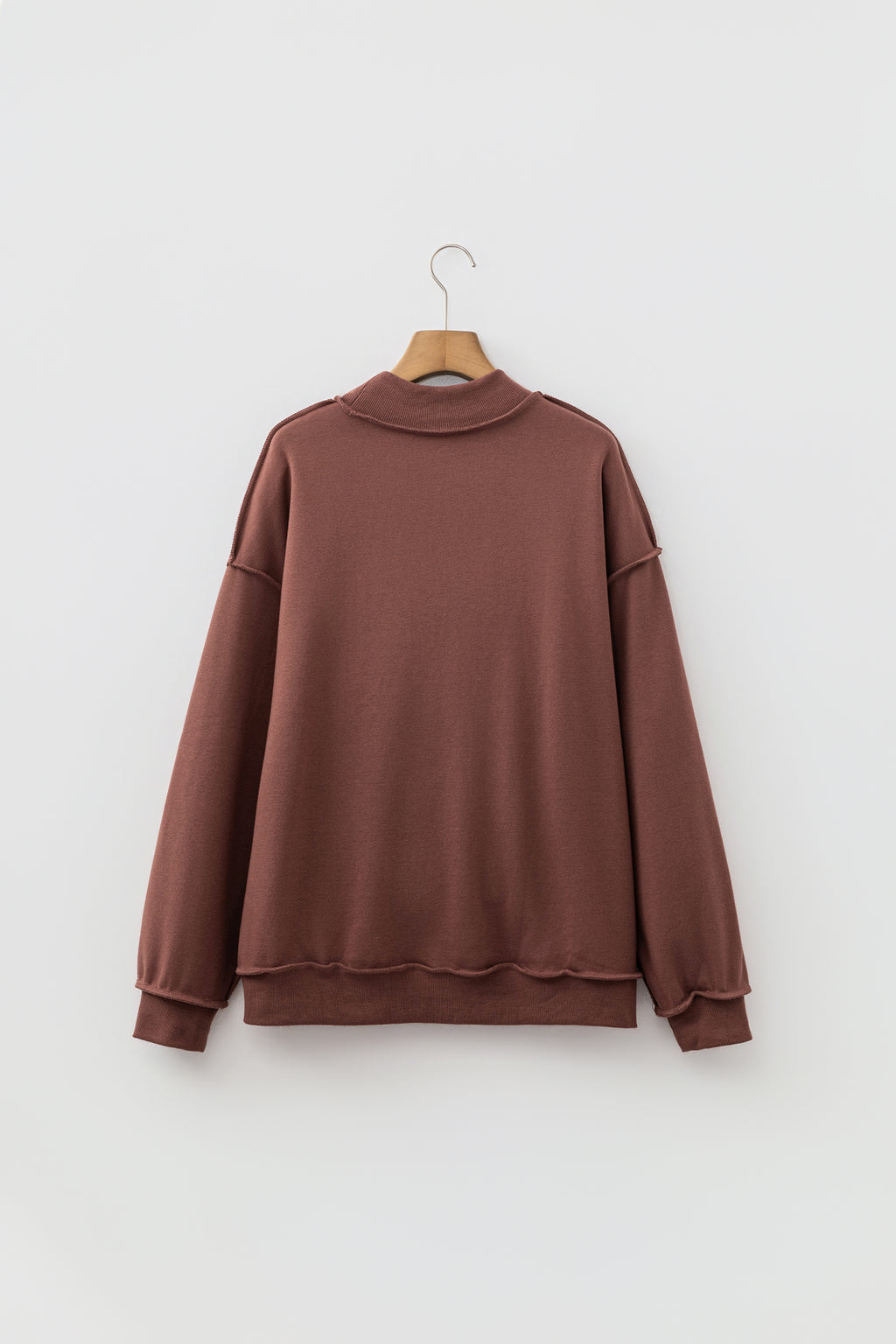 Light Grey Oversize Drop Shoulder Reversible Mock Neck Sweatshirt