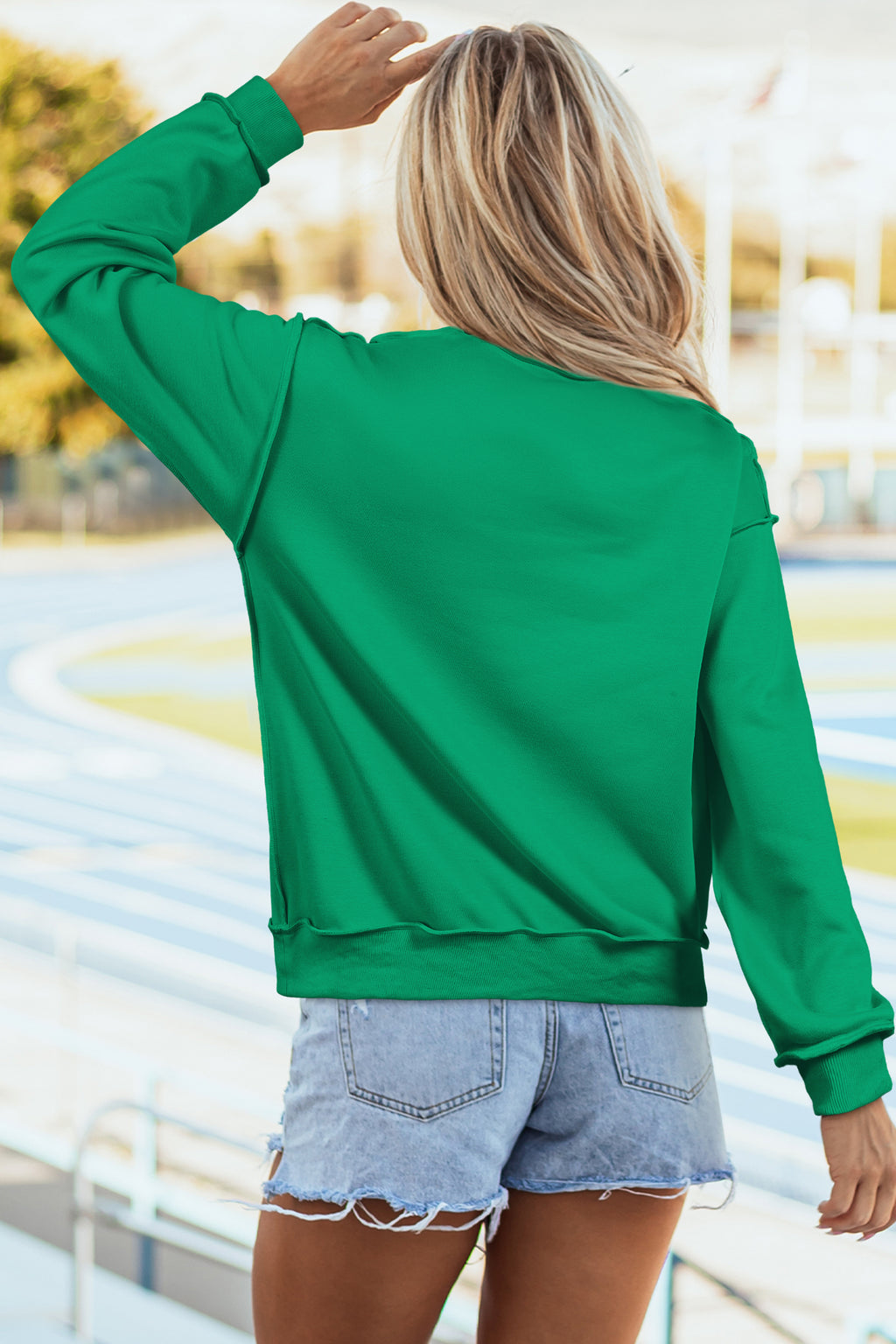 Light Grey Oversize Drop Shoulder Reversible Mock Neck Sweatshirt