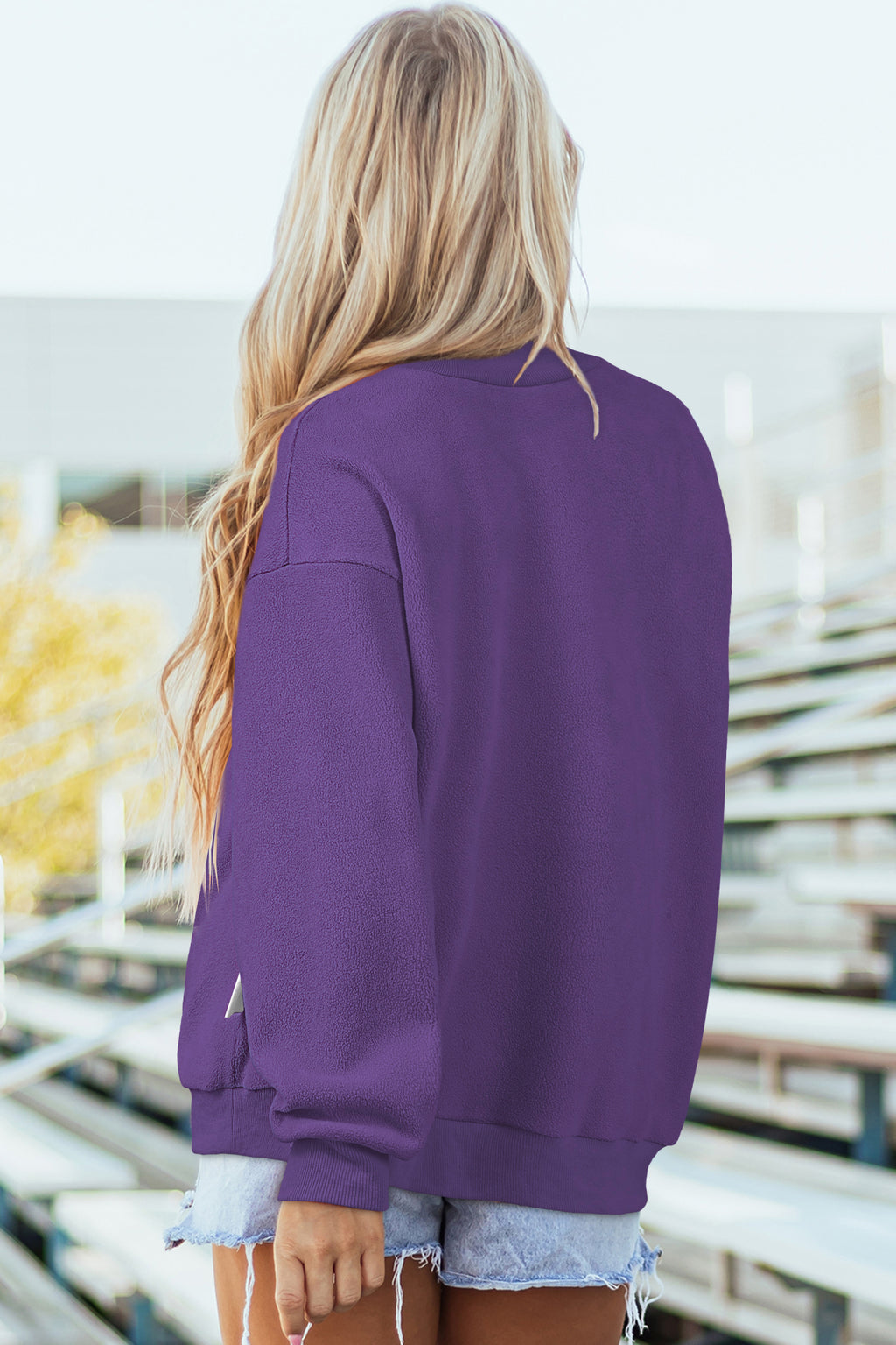 Light Grey Oversize Drop Shoulder Reversible Mock Neck Sweatshirt