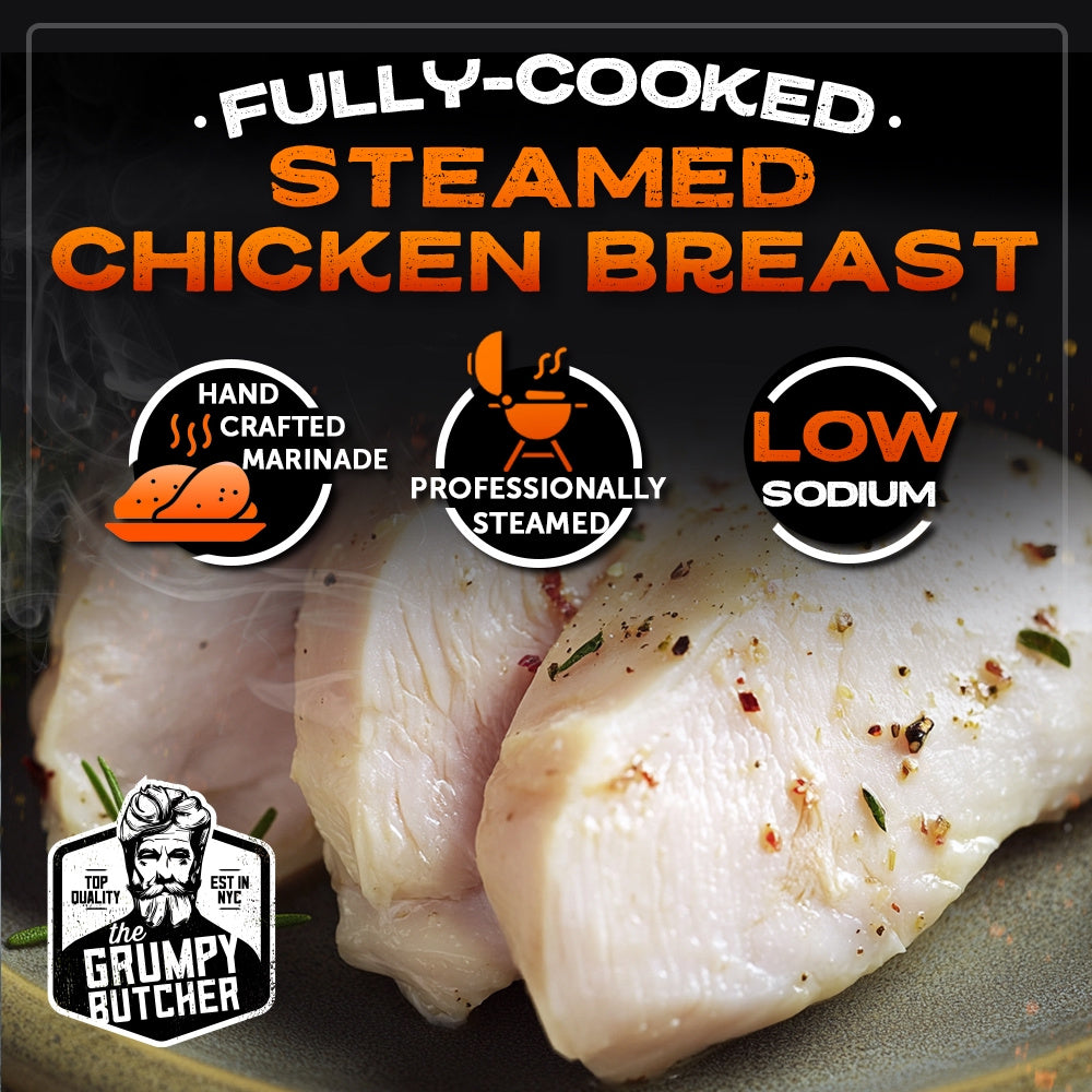 Grumpy Butcher Wellness Steam-Cooked Boneless Chicken - 8 Pack, 10 oz Each