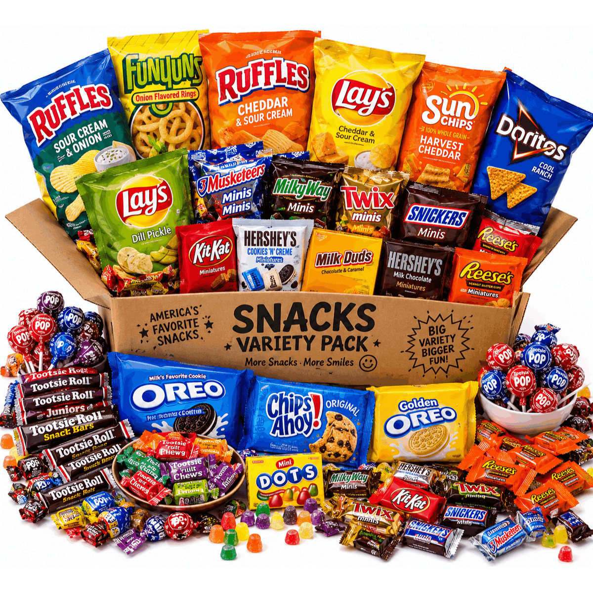 55 Pack Snacks Assorted Chips Candy Chocolate Cookie Sweet For Parties Gifts