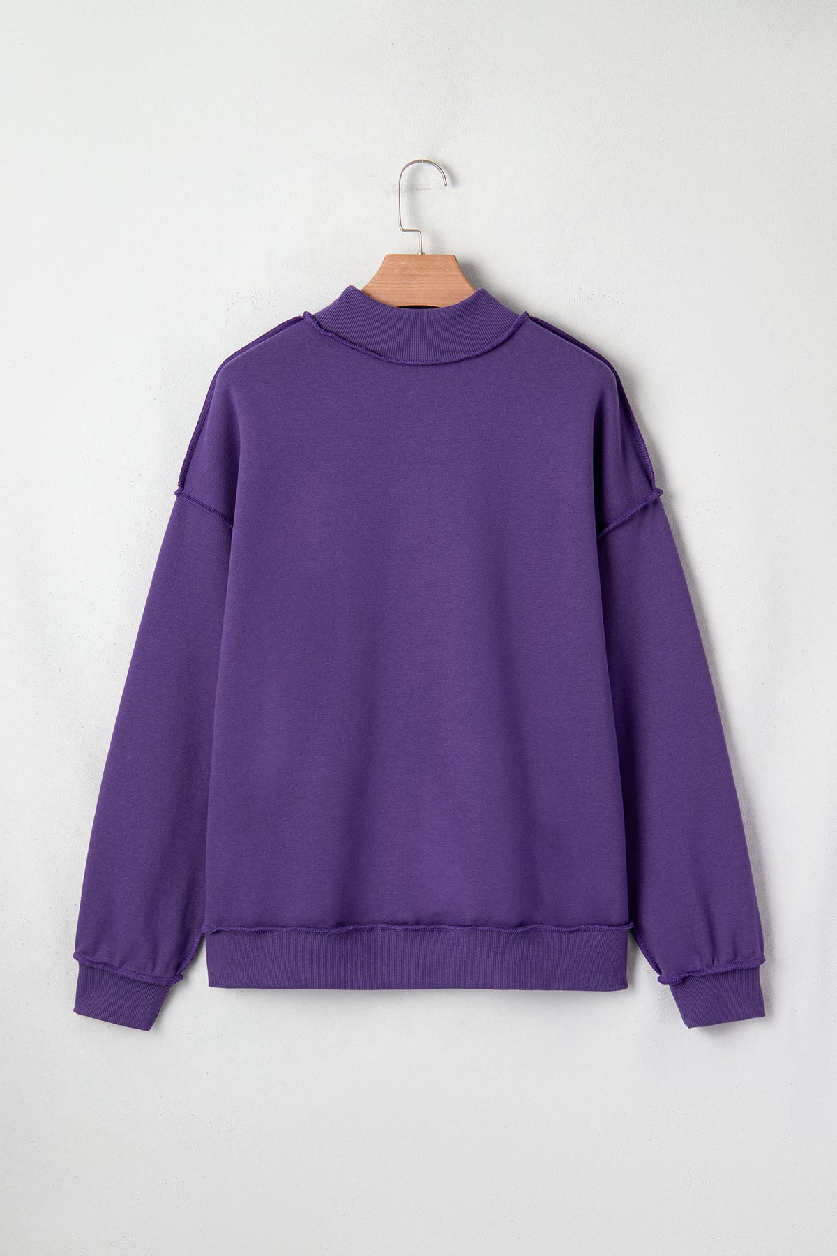Light Grey Oversize Drop Shoulder Reversible Mock Neck Sweatshirt