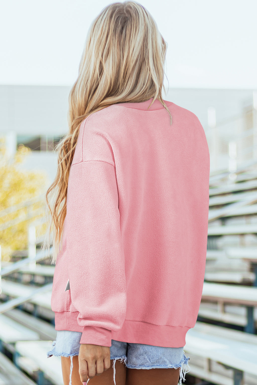 Light Grey Oversize Drop Shoulder Reversible Mock Neck Sweatshirt