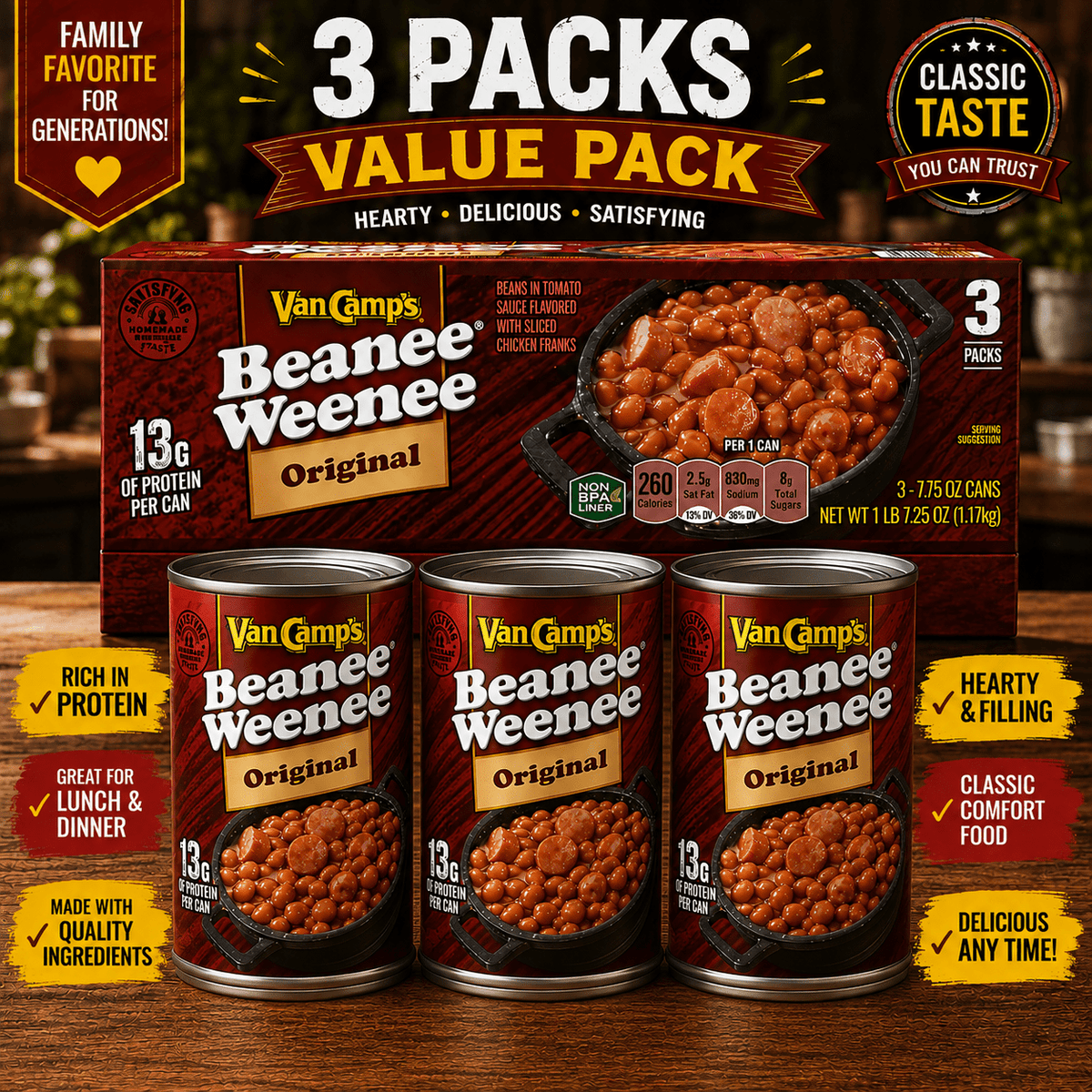 Beans with Chicken Meal 3-Pack