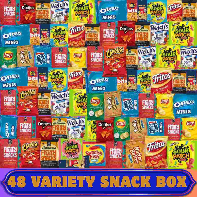 48 Count Assorted Chips Cookie Pretzels Crackers Sweet Treats Individually Wrapped Snacks For Parties Care Packages Halloween Christmas Holiday Events
