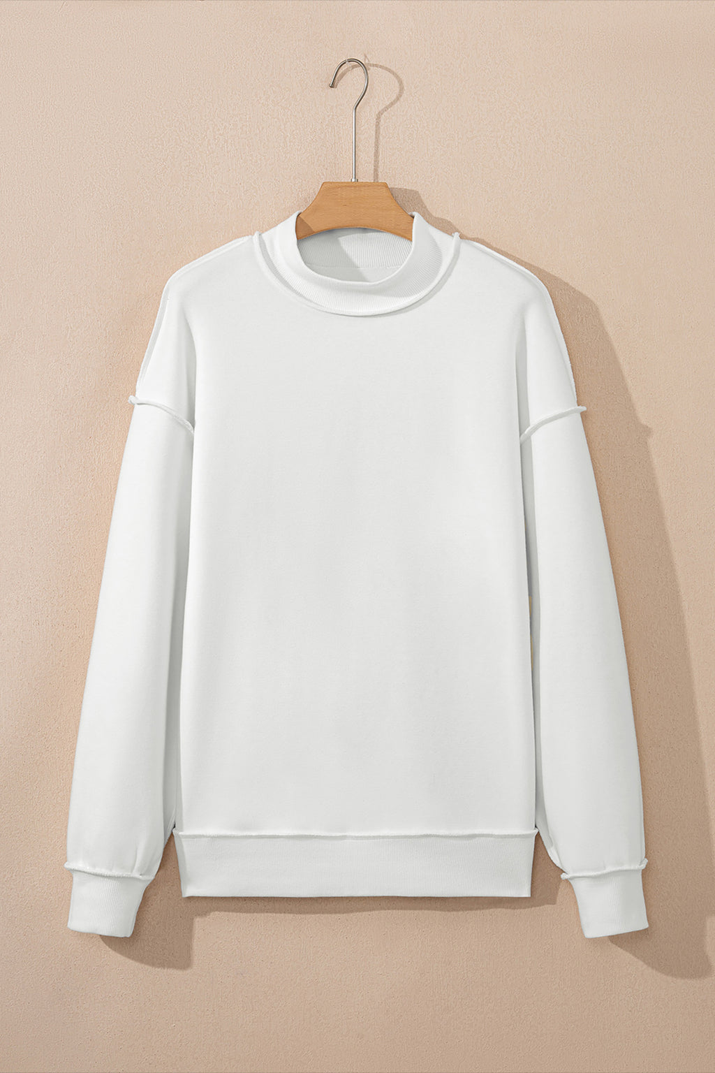 Light Grey Oversize Drop Shoulder Reversible Mock Neck Sweatshirt
