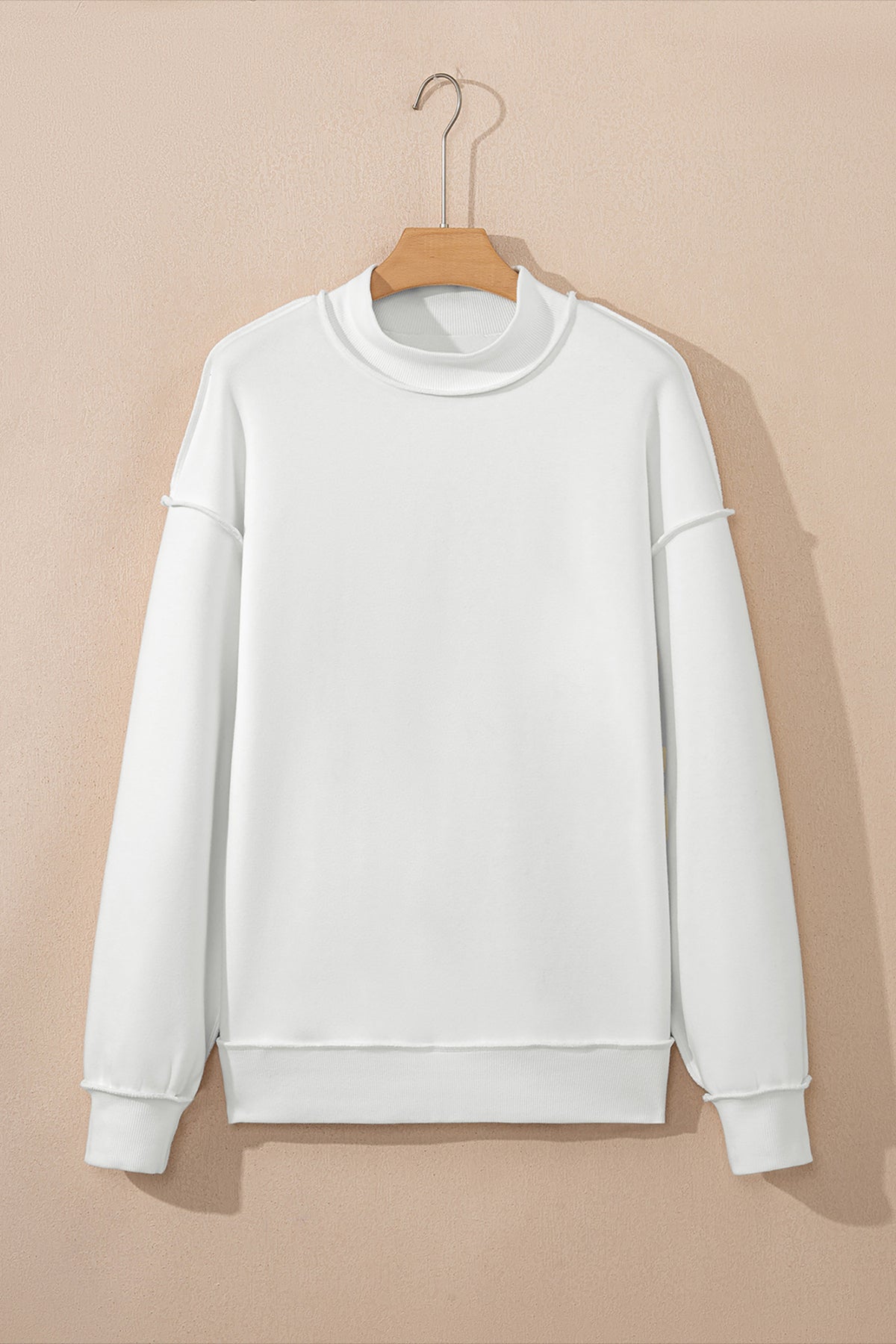 Light Grey Oversize Drop Shoulder Reversible Mock Neck Sweatshirt