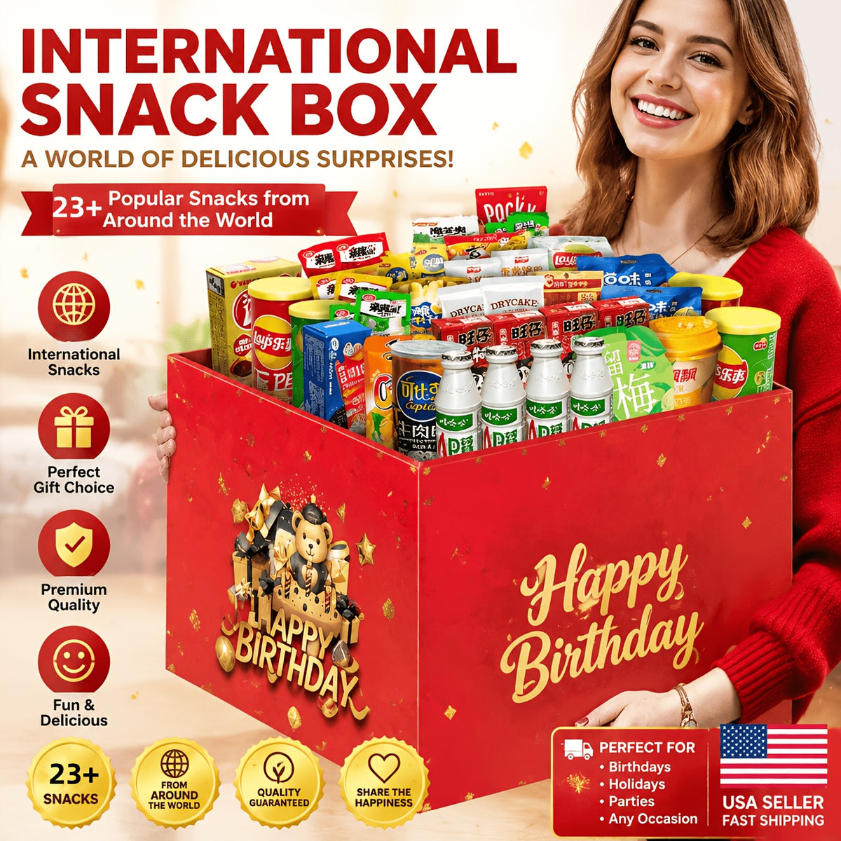 Premium 25-Style International Snack Box