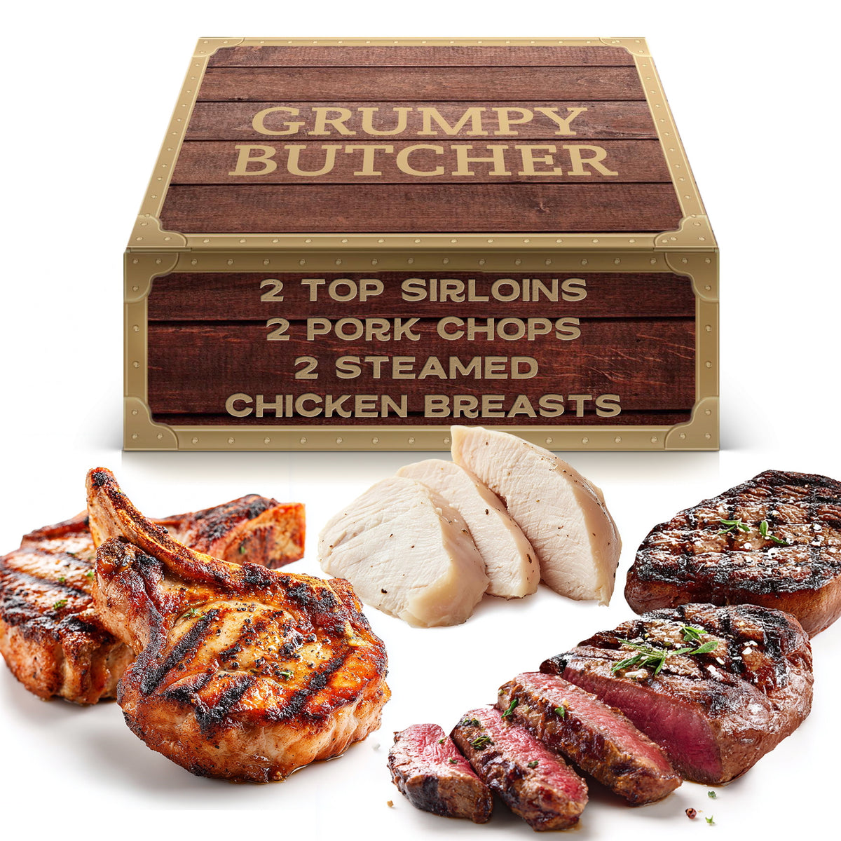 Grumpy Butcher Meat Gift Set - Top Sirloins, Bone-In Chops & Chicken
