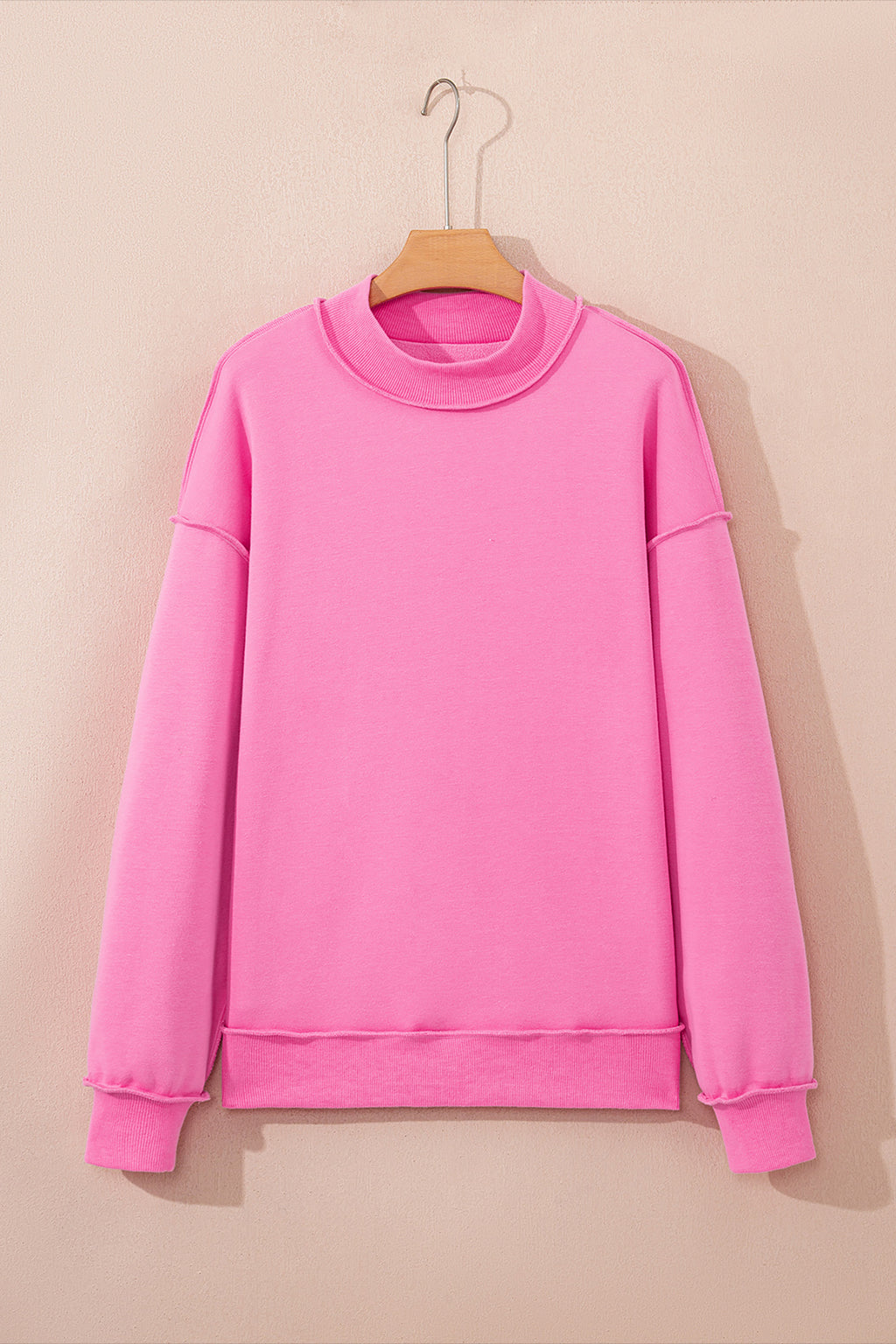 Light Grey Oversize Drop Shoulder Reversible Mock Neck Sweatshirt
