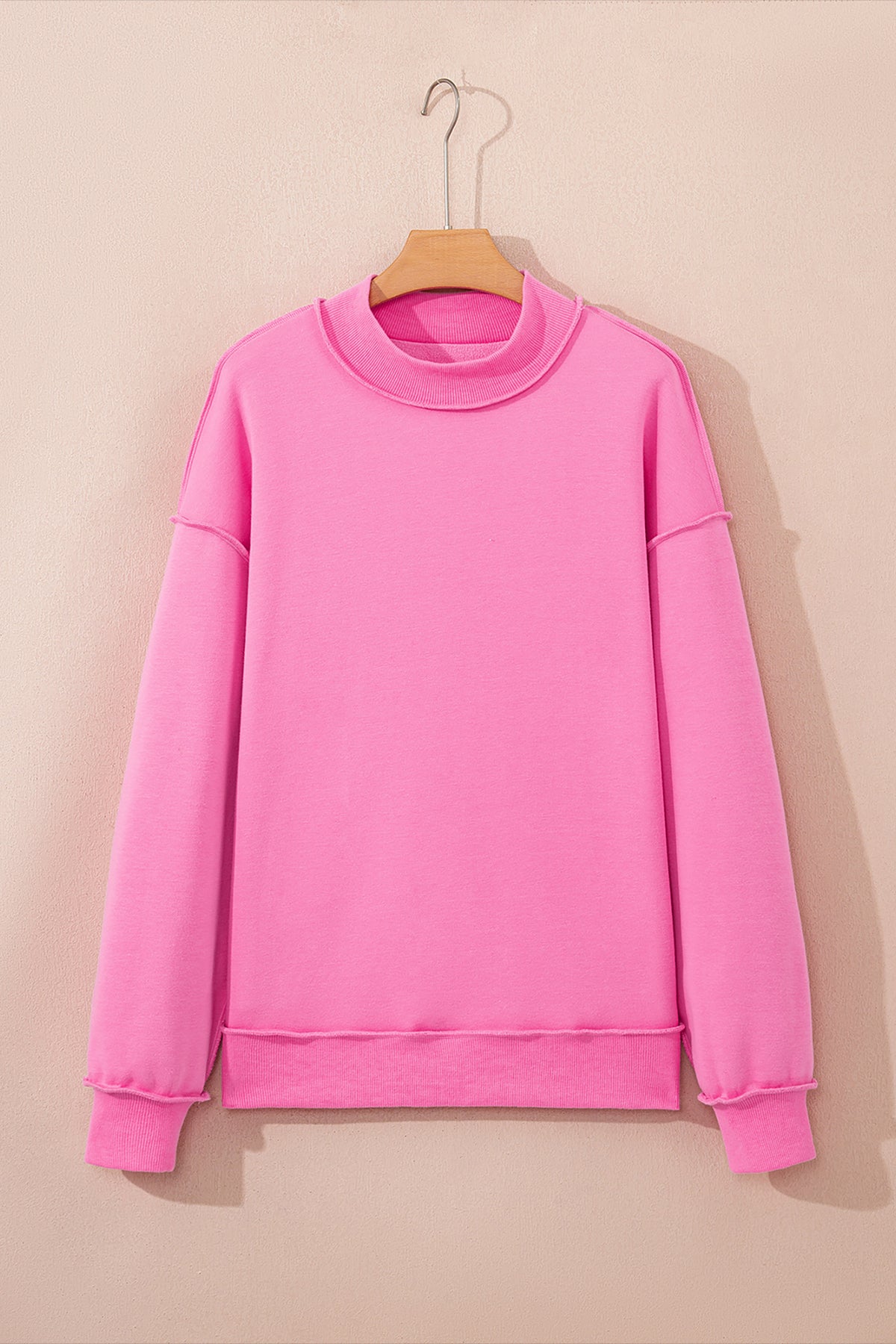 Light Grey Oversize Drop Shoulder Reversible Mock Neck Sweatshirt