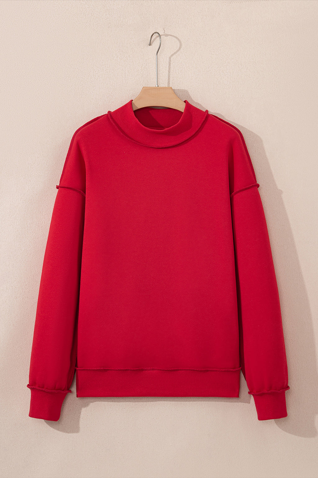 Light Grey Oversize Drop Shoulder Reversible Mock Neck Sweatshirt