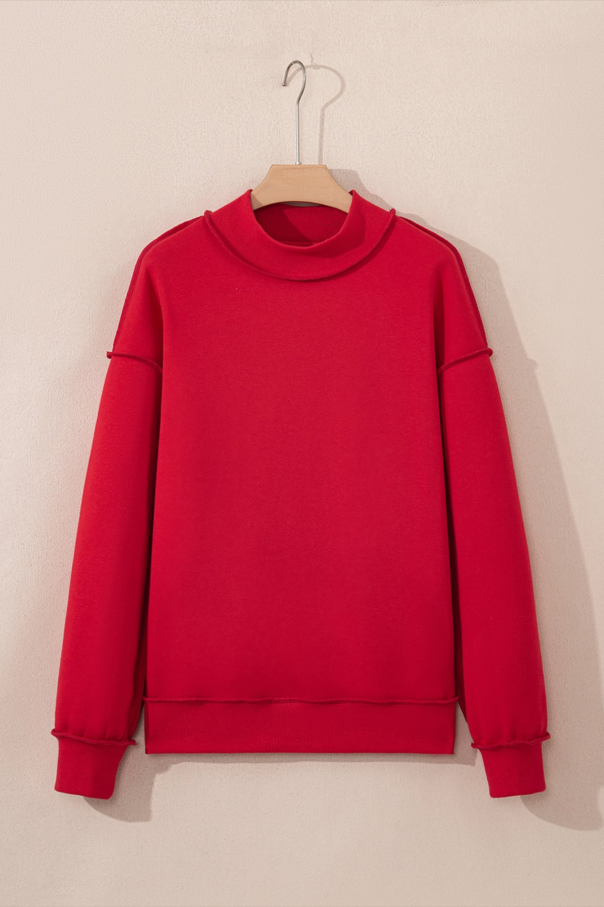 Light Grey Oversize Drop Shoulder Reversible Mock Neck Sweatshirt