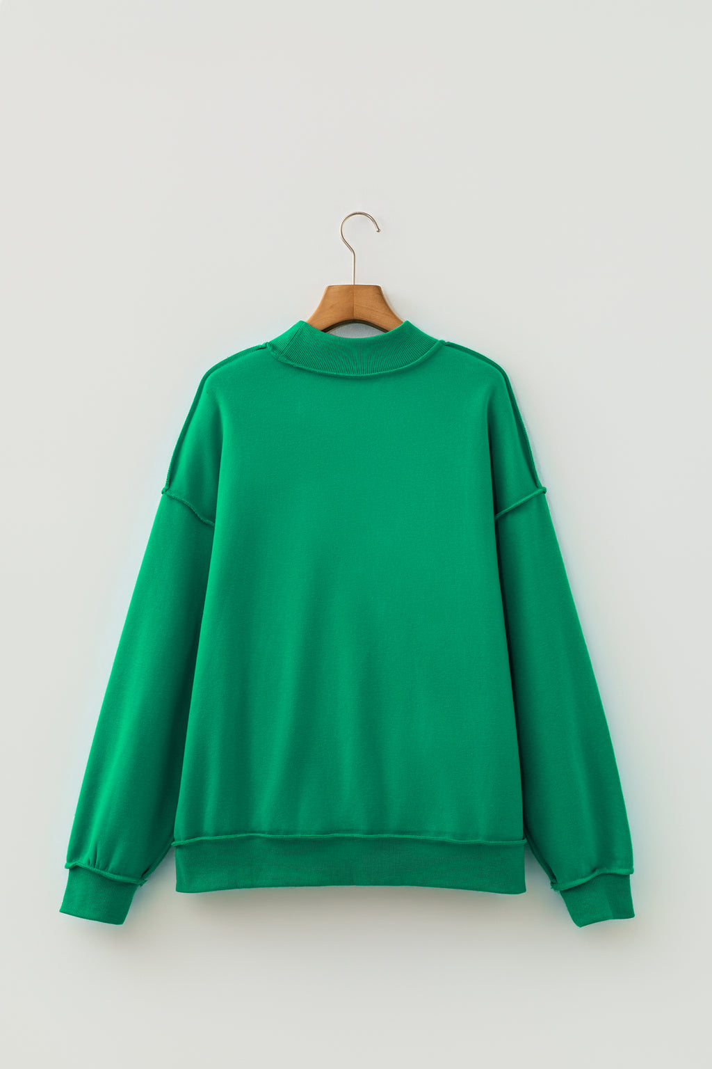 Light Grey Oversize Drop Shoulder Reversible Mock Neck Sweatshirt